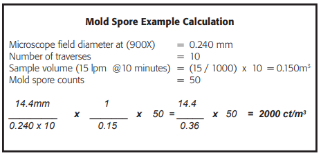 mold spore example calculation